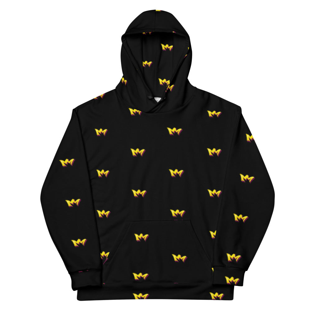 Gold Crown Pattern Fleece Hoodie